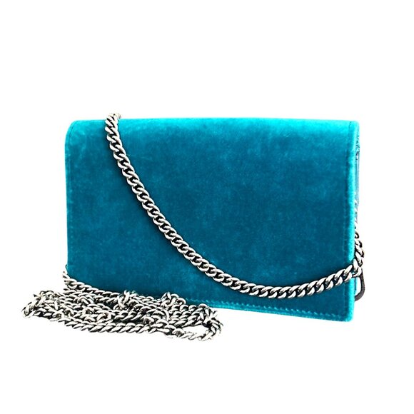 GUCCI Velvet Super Mini Dionysus Shoulder Bag Peacock Blue - Picture 2 of 15